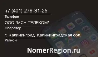 Кто звонил с 4012798125 - регион и оператор